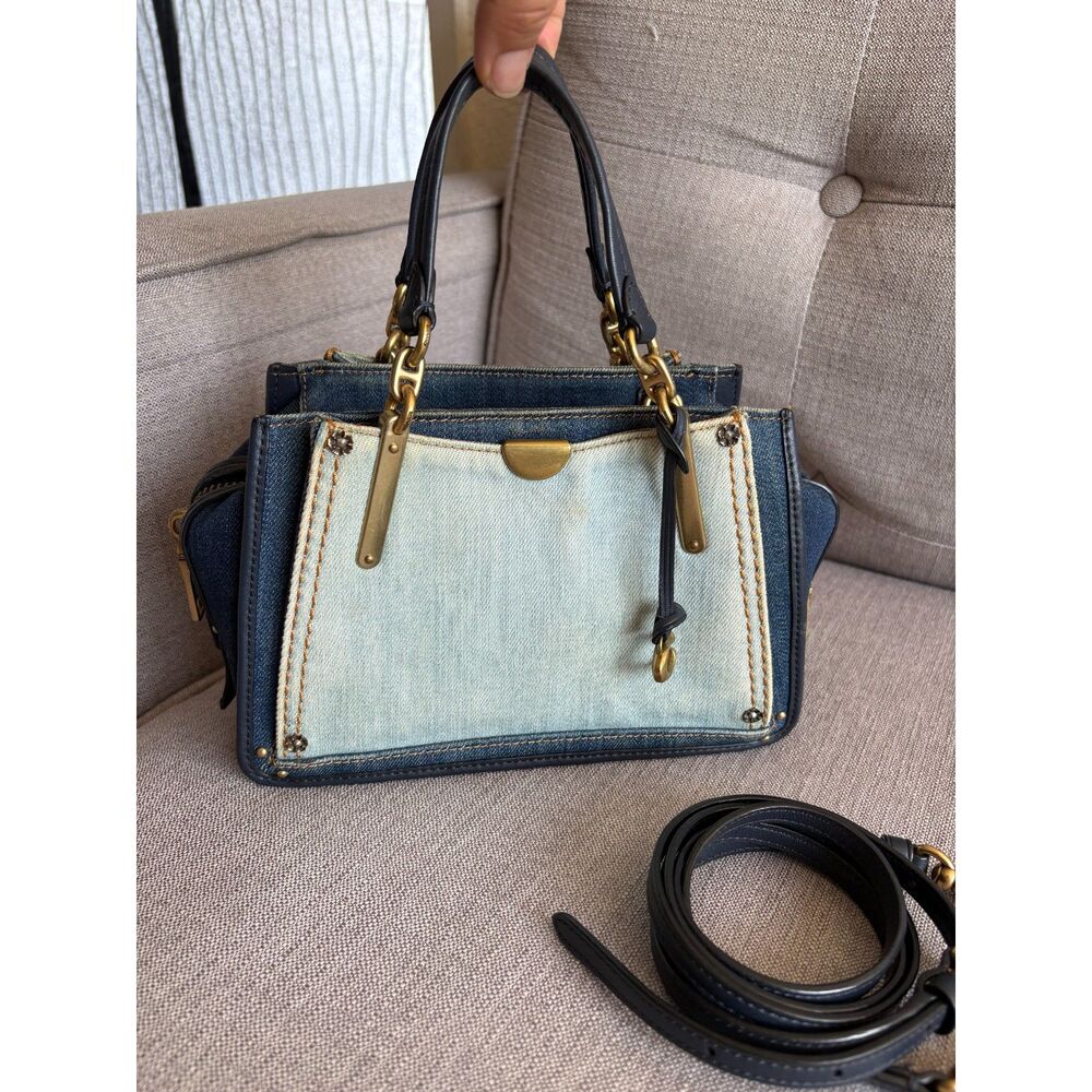 Coach Mini Dreamer 21 Denim ColorBlock  Satchel Crossbody Bag EUC